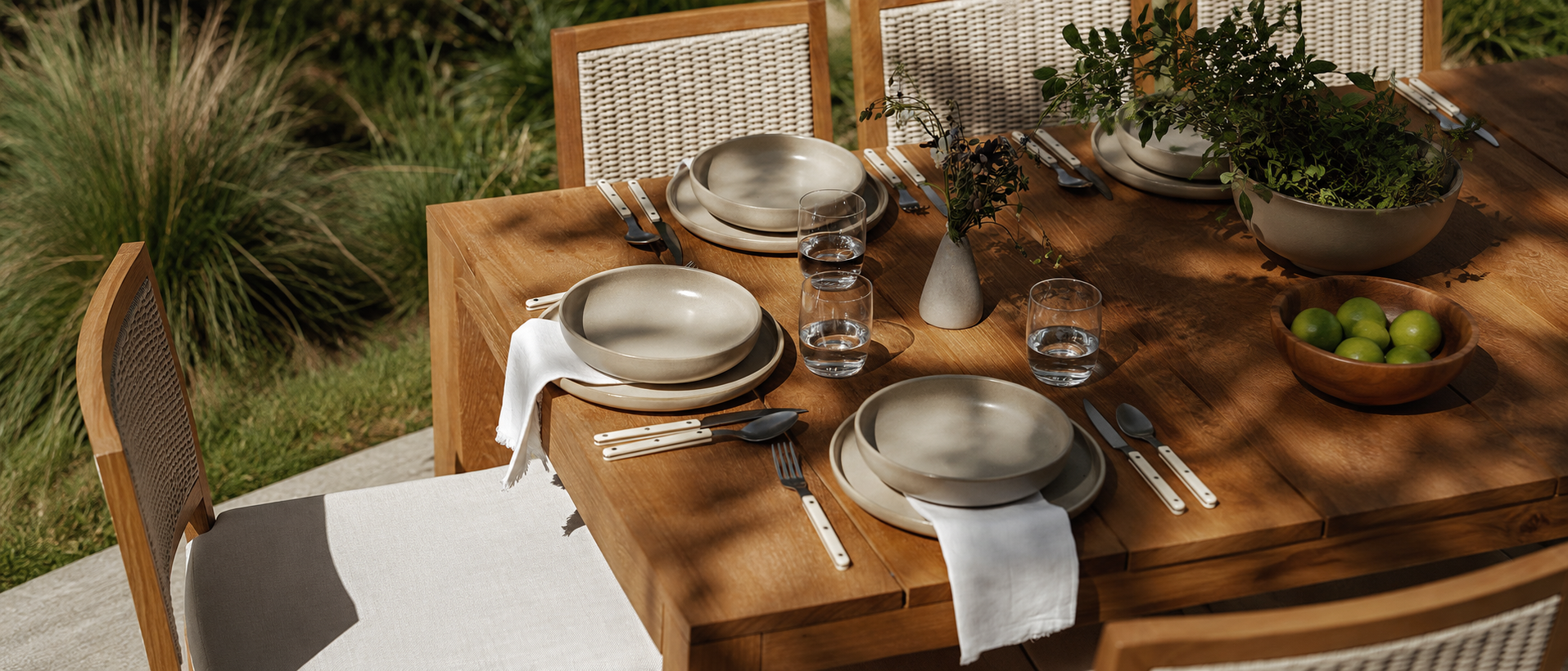 Ceramic tableware arranged for a relaxed dining moment