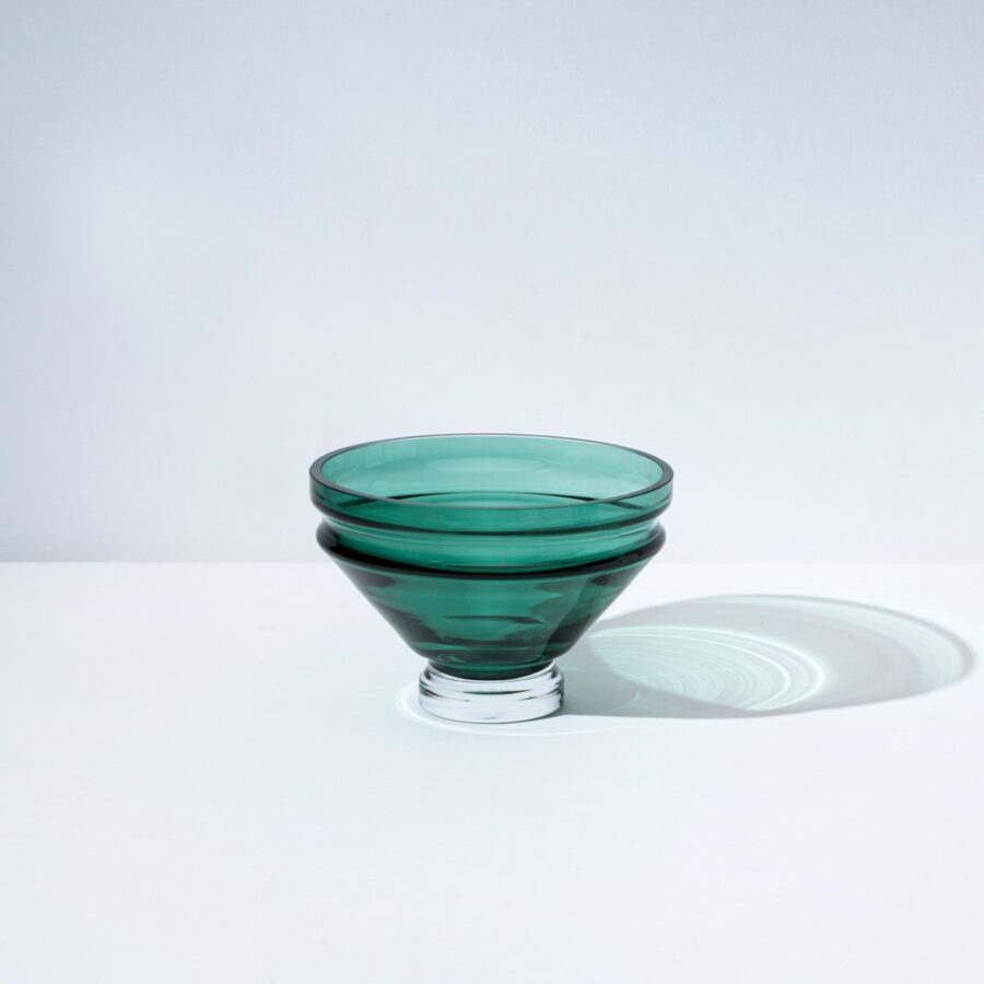 Small Bristol Green Ripple Glass Dessert Bowl